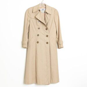 Vintage Aquascutum Aqua 5 Trench Coat Beige Double-Breasted Water Repellent Sz 8